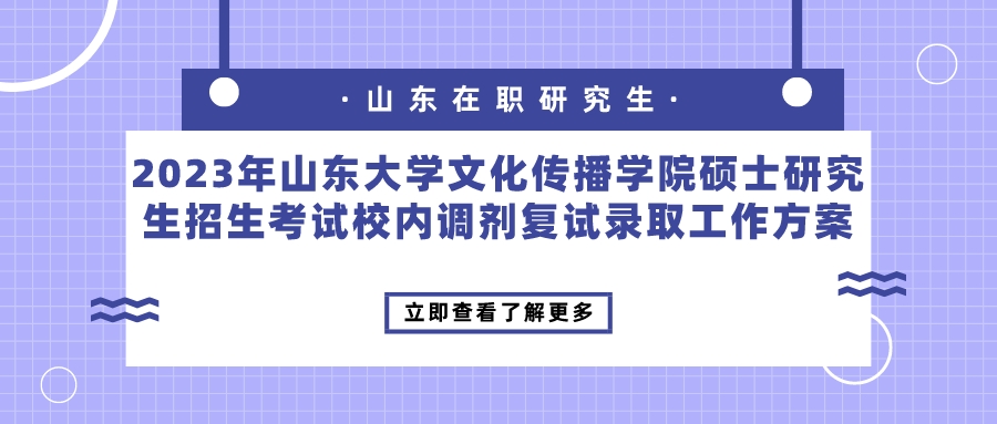 2023年山东大学文化传播学院硕士研究生招生考试校内调剂复试录取工作方案