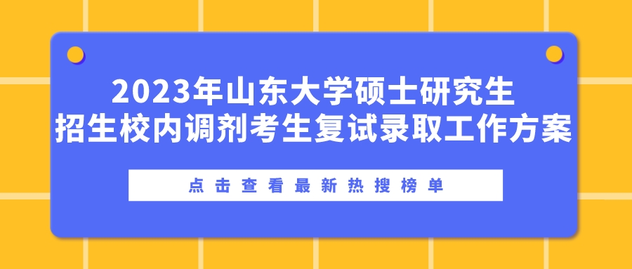 2023年山东大学硕士研究生招生校内调剂考生复试录取工作方案