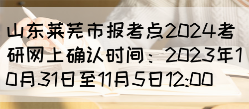 山东莱芜市报考点2024考研网上确认时间：2023年10月31日至11月5日12:00