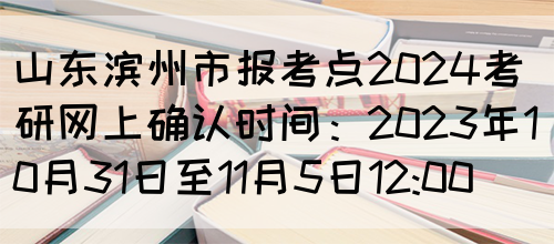 山东滨州市报考点2024考研网上确认时间：2023年10月31日至11月5日12:00
