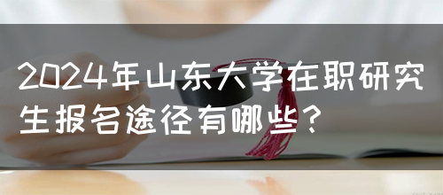 2024年山东大学在职研究生报名途径有哪些？