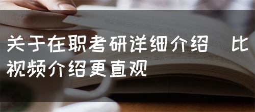 关于在职考研详细介绍（比视频介绍更直观）